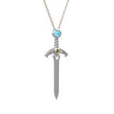 Kılıç Kolye - Akuamarin ve peridot 925 ayar gümüş kolye (40 cm rose altın rolo zincir) #1h54n4a