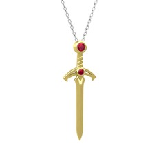 Kılıç Kolye - Rodolit garnet 18 ayar altın kolye (40 cm beyaz altın rolo zincir) #1habjnd