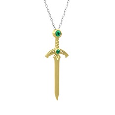 Kılıç Kolye - Yeşil kuvars 925 ayar altın kaplama gümüş kolye (40 cm gümüş rolo zincir) #1icxbuh