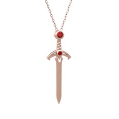 Kılıç Kolye - Garnet 8 ayar rose altın kolye (40 cm rose altın rolo zincir) #1kwce1l