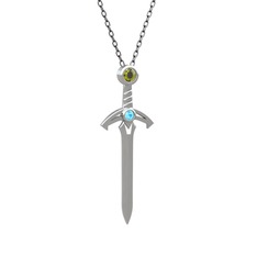 Kılıç Kolye - Peridot ve akuamarin 925 ayar gümüş kolye (40 cm gümüş rolo zincir) #1ov5evw