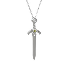 Kılıç Kolye - Swarovski ve peridot 925 ayar gümüş kolye (40 cm beyaz altın rolo zincir) #1vj11uq
