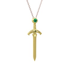 Yeşil kuvars ve peridot 925 ayar altın kaplama gümüş kolye (40 cm rose altın rolo zincir)