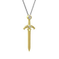 Kılıç Kolye - Swarovski 925 ayar altın kaplama gümüş kolye (40 cm gümüş rolo zincir) #1y6br8c