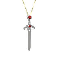 Kılıç Kolye - Garnet 18 ayar beyaz altın kolye (40 cm altın rolo zincir) #a0zsvh