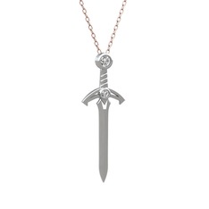 Kılıç Kolye - Swarovski 14 ayar beyaz altın kolye (40 cm gümüş rolo zincir) #iipw7f