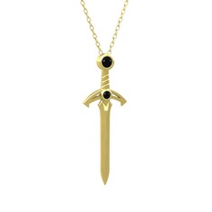 Siyah zirkon 14 ayar altın kolye (40 cm gümüş rolo zincir)