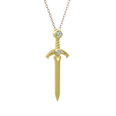 Swarovski ve beyaz zirkon 18 ayar altın kolye (40 cm rose altın rolo zincir)