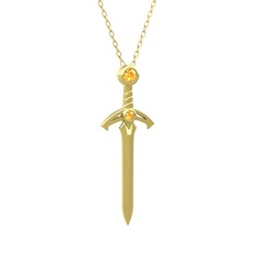 Kılıç Kolye - Sitrin 14 ayar altın kolye (40 cm altın rolo zincir) #q9m2be