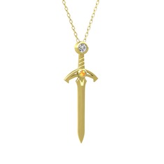 Swarovski ve sitrin 14 ayar altın kolye (40 cm altın rolo zincir)