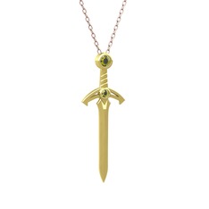 Kılıç Kolye - Peridot 925 ayar altın kaplama gümüş kolye (40 cm rose altın rolo zincir) #wp7wpq