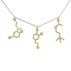 Mutluluk Hormonları Kolye - 18 ayar altın kolye (50 cm beyaz altın rolo zincir) #19b19mh