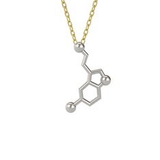 Serotonin Kolye - 18 ayar beyaz altın kolye (40 cm gümüş rolo zincir) #108ye3m