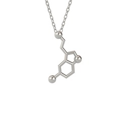 Serotonin Kolye - 14 ayar beyaz altın kolye (40 cm beyaz altın rolo zincir) #127uyml
