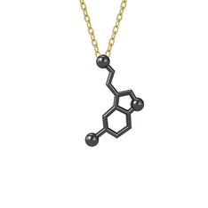 Serotonin Kolye - 925 ayar siyah rodyum kaplama gümüş kolye (40 cm gümüş rolo zincir) #1cumx6v