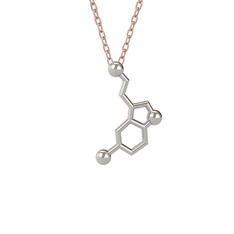 Serotonin Kolye - 925 ayar gümüş kolye (40 cm rose altın rolo zincir) #1ih4r46