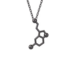 Serotonin Kolye - 925 ayar siyah rodyum kaplama gümüş kolye (40 cm gümüş rolo zincir) #1lxh1eq