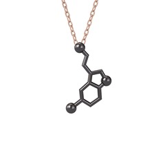 Serotonin Kolye - 925 ayar siyah rodyum kaplama gümüş kolye (40 cm rose altın rolo zincir) #1nu1d2z