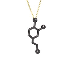 Dopamin Kolye - 925 ayar siyah rodyum kaplama gümüş kolye (40 cm gümüş rolo zincir) #139tmyw