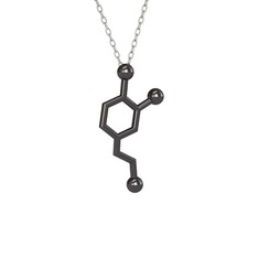 Dopamin Kolye - 925 ayar siyah rodyum kaplama gümüş kolye (40 cm beyaz altın rolo zincir) #19z5t4u