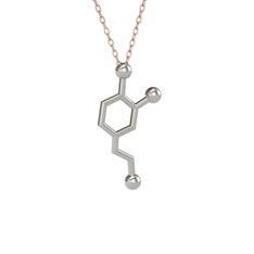 Dopamin Kolye - 14 ayar beyaz altın kolye (40 cm rose altın rolo zincir) #1lijrmy