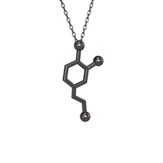 Dopamin Kolye - 925 ayar siyah rodyum kaplama gümüş kolye (40 cm gümüş rolo zincir) #1tuc8dp