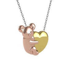 Koala Kalp Kolye - 925 ayar rose altın kaplama gümüş kolye (40 cm beyaz altın rolo zincir) #11tfhpm