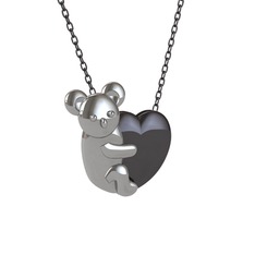 Koala Kalp Kolye - 925 ayar gümüş kolye (40 cm gümüş rolo zincir) #12jepy9