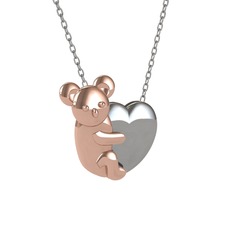Koala Kalp Kolye - 925 ayar rose altın kaplama gümüş kolye (40 cm beyaz altın rolo zincir) #15ntj92