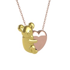 Koala Kalp Kolye - 925 ayar altın kaplama gümüş kolye (40 cm rose altın rolo zincir) #1780qod