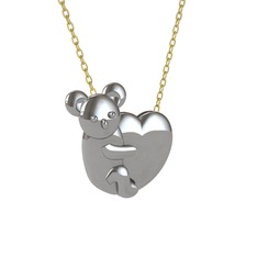 Koala Kalp Kolye - 8 ayar beyaz altın kolye (40 cm gümüş rolo zincir) #198t2st