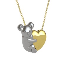 Koala Kalp Kolye - 8 ayar beyaz altın kolye (40 cm gümüş rolo zincir) #19t9pcj