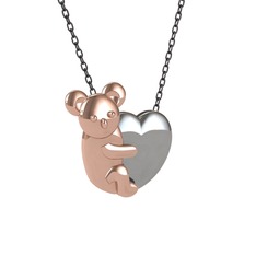 Koala Kalp Kolye - 8 ayar rose altın kolye (40 cm gümüş rolo zincir) #1ffssjy