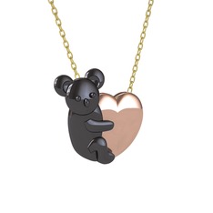 Koala Kalp Kolye - 925 ayar siyah rodyum kaplama gümüş kolye (40 cm altın rolo zincir) #1hhp1ww