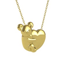 Koala Kalp Kolye - 8 ayar altın kolye (40 cm gümüş rolo zincir) #1kajoxm