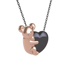Koala Kalp Kolye - 8 ayar rose altın kolye (40 cm gümüş rolo zincir) #1lfk4u6