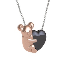 Koala Kalp Kolye - 8 ayar rose altın kolye (40 cm gümüş rolo zincir) #1o9ywb1