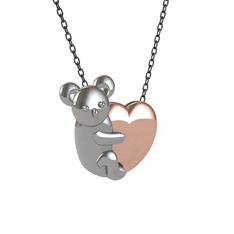 14 ayar beyaz altın kolye (40 cm gümüş rolo zincir)