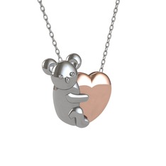 Koala Kalp Kolye - 18 ayar beyaz altın kolye (40 cm beyaz altın rolo zincir) #524eed