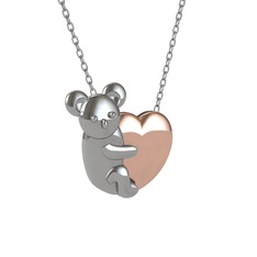 Koala Kalp Kolye - 8 ayar beyaz altın kolye (40 cm beyaz altın rolo zincir) #c0imnw