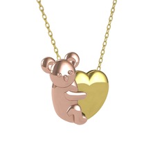 Koala Kalp Kolye - 8 ayar rose altın kolye (40 cm altın rolo zincir) #mkw50c