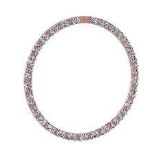 Swarovski ve ametist 8 ayar rose altın kolye