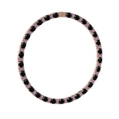 Vanea Kolye - Siyah zirkon ve ametist 925 ayar rose altın kaplama gümüş kolye #131xq8t