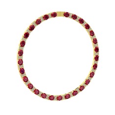 Vanea Kolye - Rodolit garnet ve beyaz zirkon 925 ayar altın kaplama gümüş kolye #150jx3h