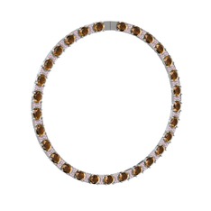 Vanea Kolye - Dumanlı kuvars ve pembe kuvars 8 ayar beyaz altın kolye #175gvdv
