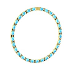 Vanea Kolye - Akuamarin ve siyah zirkon 14 ayar altın kolye #176ej69