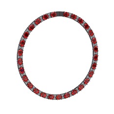 Vanea Kolye - Garnet ve pırlanta 925 ayar siyah rodyum kaplama gümüş kolye (4.2 karat) #1ff3887