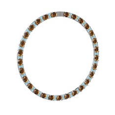 Vanea Kolye - Dumanlı kuvars ve akuamarin 8 ayar beyaz altın kolye #1h5iihd
