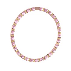 Pembe kuvars ve sitrin 14 ayar rose altın kolye