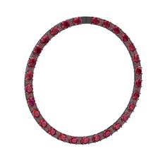 Vanea Kolye - Rodolit garnet ve garnet 925 ayar siyah rodyum kaplama gümüş kolye #1lvnwrn